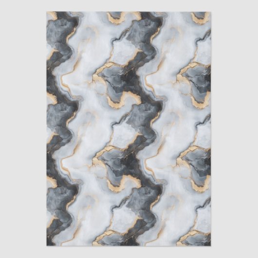 Stylish Black & Gold Marble Pattern Tissue Paper Seidenpapier (Vorderseite)