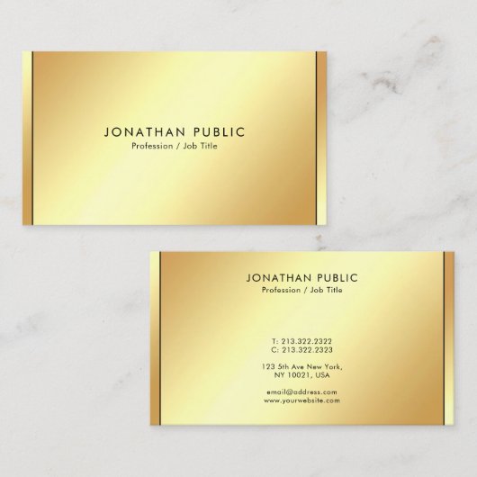 Stylish Black & Gold Professional Modern Template Visitenkarte (Vorne/Hinten)