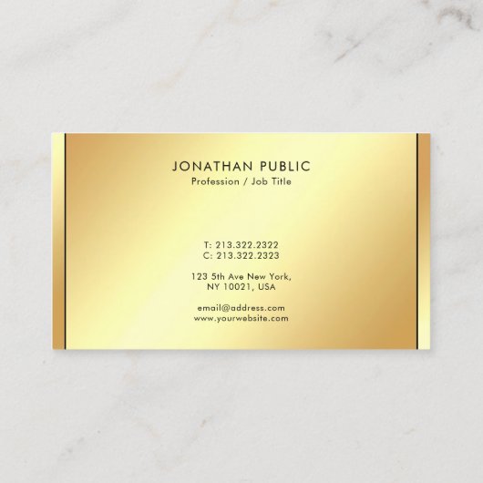 Stylish Black & Gold Professional Modern Template Visitenkarte (Rückseite)
