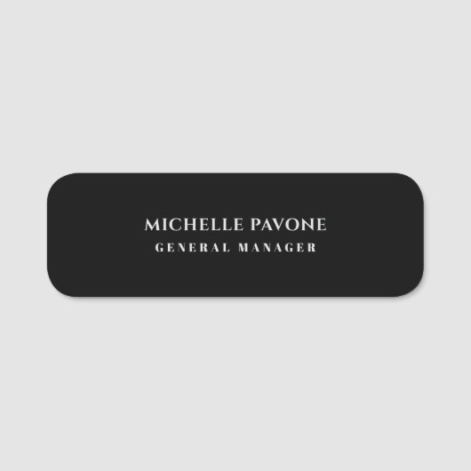 Stylish Black & Grey Simple Plain Professional Namensschild (Vorderseite)