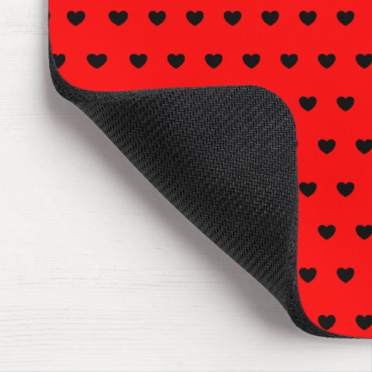 Stylish Black Hearts Pattern On Striking Red Mousepad (Ecke)