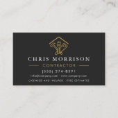 Stylish Black Home Repairs Construction Gold Logo Visitenkarte (Vorderseite)