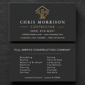 Stylish Black Home Repairs Construction Gold Logo Visitenkarte