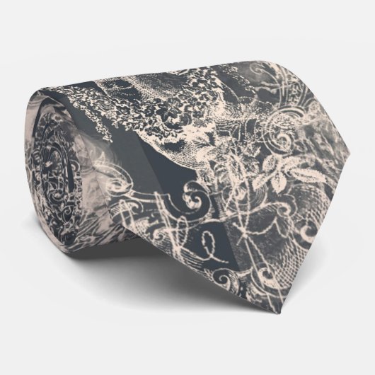 Stylish Black Paris Toile Design Krawatte (Gerollt)