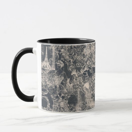 Stylish Black Paris Toile Design Tasse (Links)