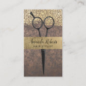 Stylish Black Scissor Stylish Gold & Copper Terminkarte (Vorderseite)