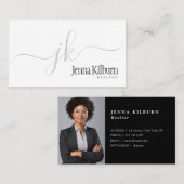 Stylish Black Script Realtor Visitenkarte (Vorne/Hinten)