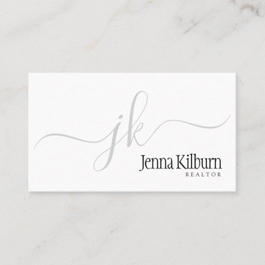 Stylish Black Script Realtor Visitenkarte (Vorderseite)