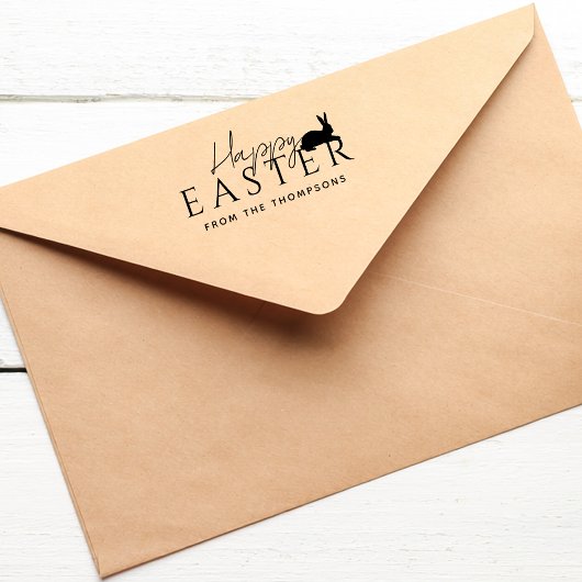 Stylish Black Typography And Bunny Happy Easter Permastempel