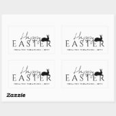Stylish Black Typography And Bunny Happy Easter Rechteckiger Aufkleber (Blatt)
