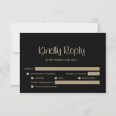 Stylish Black Wedding RSVP Karte (Vorderseite)