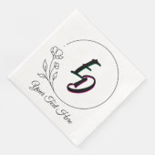 Stylish Black White Custom Monogram Party Decor Serviette (Ecke)