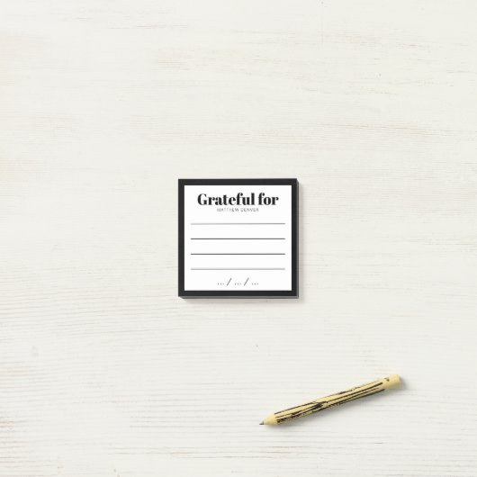 Stylish Black & White Grateful Gratitude Note Post-it Klebezettel (Auf Schreibtisch)