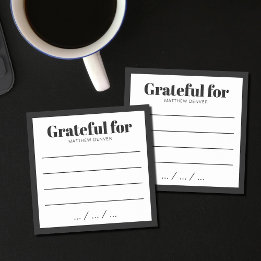 Stylish Black & White Grateful Gratitude Note Post-it Klebezettel