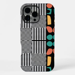 Stylish black & white Greek key colorful Abstract iPhone 16 Pro Max Hülle