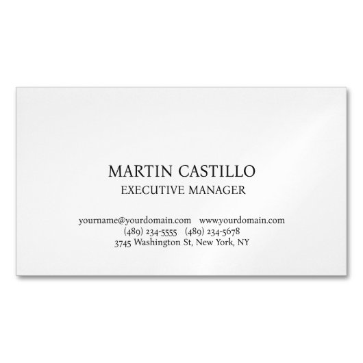 Stylish Black White Modern Professional Serif Font Magnetische Visitenkarte (Vorderseite)