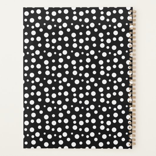 Stylish Black White Polka Dot Pattern Planer (Rückseite)