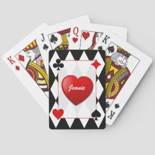 Stylish Black, White, & Red Card Suits Card Deck Spielkarten