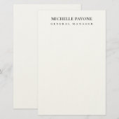 Stylish Black & White Simple Plain Professional Briefpapier (Vorne/Hinten)