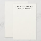 Stylish Black & White Simple Plain Professional Briefpapier (Vorne/Hinten)