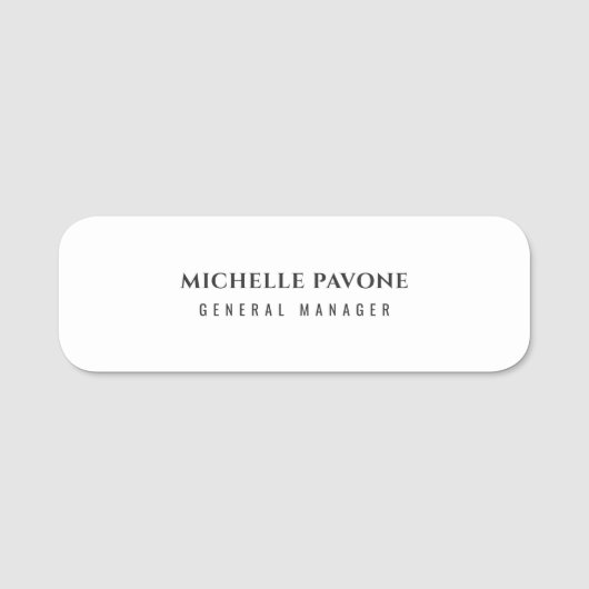 Stylish Black & White Simple Plain Professional Namensschild (Vorderseite)