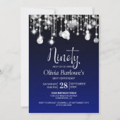 Stylish Blue 90. Geburtstagsparty Einladung (Vorderseite)