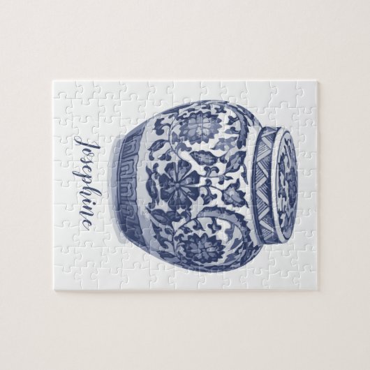 Stylish Blue and White Ginger Jar Print Puzzle (Horizontal)