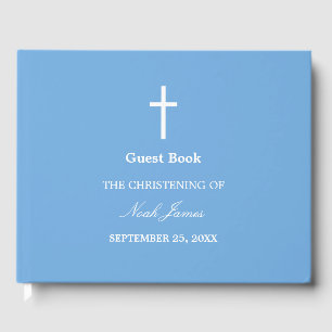 Stylish Blue Christening Guest Book Gästebuch