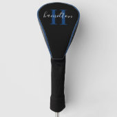 Stylish Blue Custom Monogram Name Initial Golf Headcover (Vorderseite)