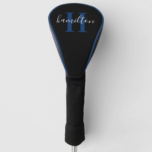 Stylish Blue Custom Monogram Name Initial Golf Headcover (Vorderseite)