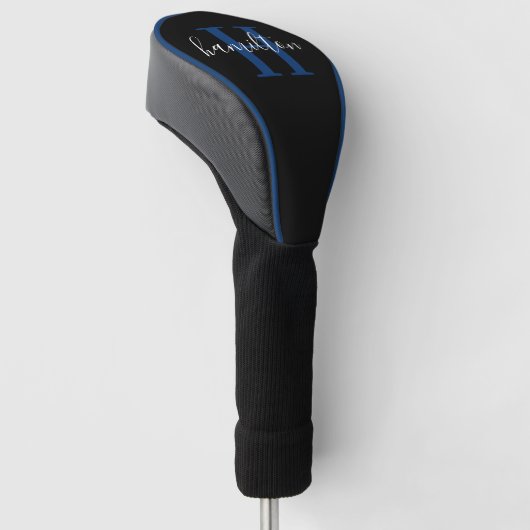 Stylish Blue Custom Monogram Name Initial Golf Headcover (angewinkelt)