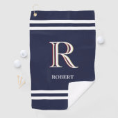 Stylish Blue Custom Personalisiert Monogram Name Golfhandtuch (Insitu)