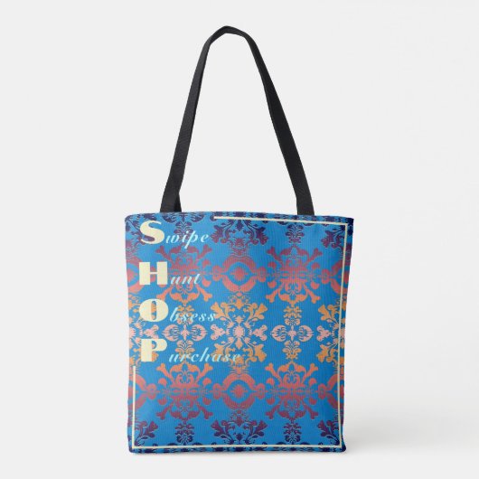 Stylish Blue Damask Tasche (Rückseite)