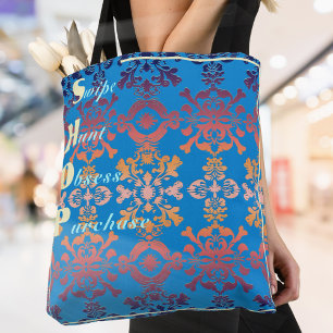 Stylish Blue Damask Tasche