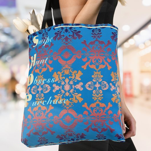 Stylish Blue Damask Tasche