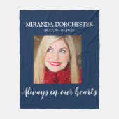 Stylish Blue Foto Memorial Tribute Fleecedecke (Vorderseite)