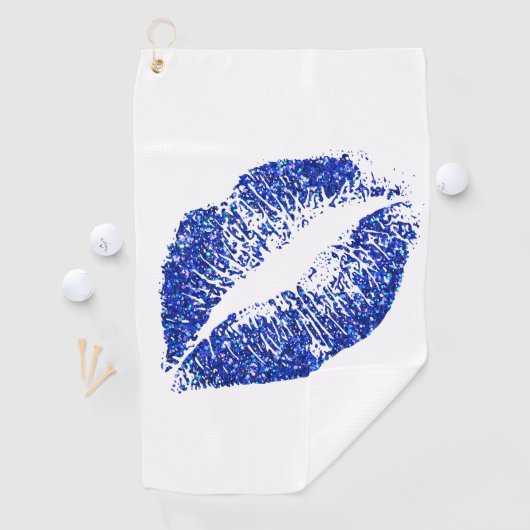 Stylish Blue Glitzer Lips #2 Golfhandtuch (Insitu)