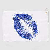 Stylish Blue Glitzer Lips #2 Golfhandtuch (Horizontal)