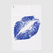 Stylish Blue Glitzer Lips #2 Golfhandtuch (Vorderseite)