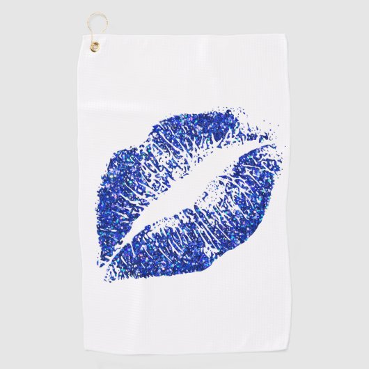 Stylish Blue Glitzer Lips #2 Golfhandtuch (Vorderseite)