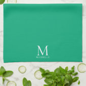 Stylish Blue Green Modern Template Monogram Name Geschirrtuch (Gefaltet)