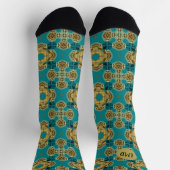 Stylish Blue Green Moroccan Tile Pattern Socken (Oben)