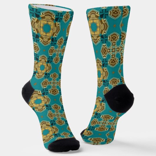 Stylish Blue Green Moroccan Tile Pattern Socken (Gewinkelt)