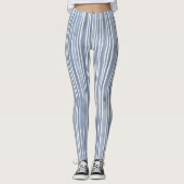 Stylish Blue Hand Painted Striped Yoga Exercise Leggings (Vorderseite)