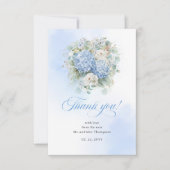 Stylish Blue Hydrangea Eucalyptus thank you card RSVP Karte (Vorderseite)