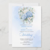 Stylish Blue Hydrangea Eucalyptus Wedding Invite Einladung (Vorderseite)