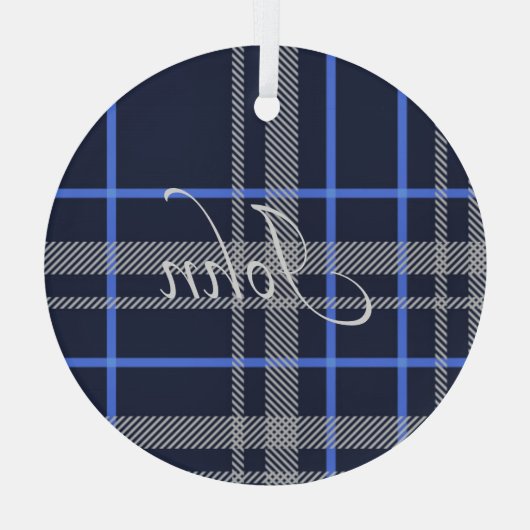 Stylish Blue Kariert Case-Mate iPhone Case Ornament Aus Glas (Rückseite)