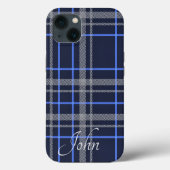 Stylish Blue Kariert  Case-Mate iPhone Hülle (Rückseite)