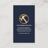 Stylish Blue Layers Gold Tab General Contractor Visitenkarte (Rückseite)