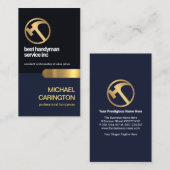 Stylish Blue Layers Gold Tab General Contractor Visitenkarte (Vorne/Hinten)